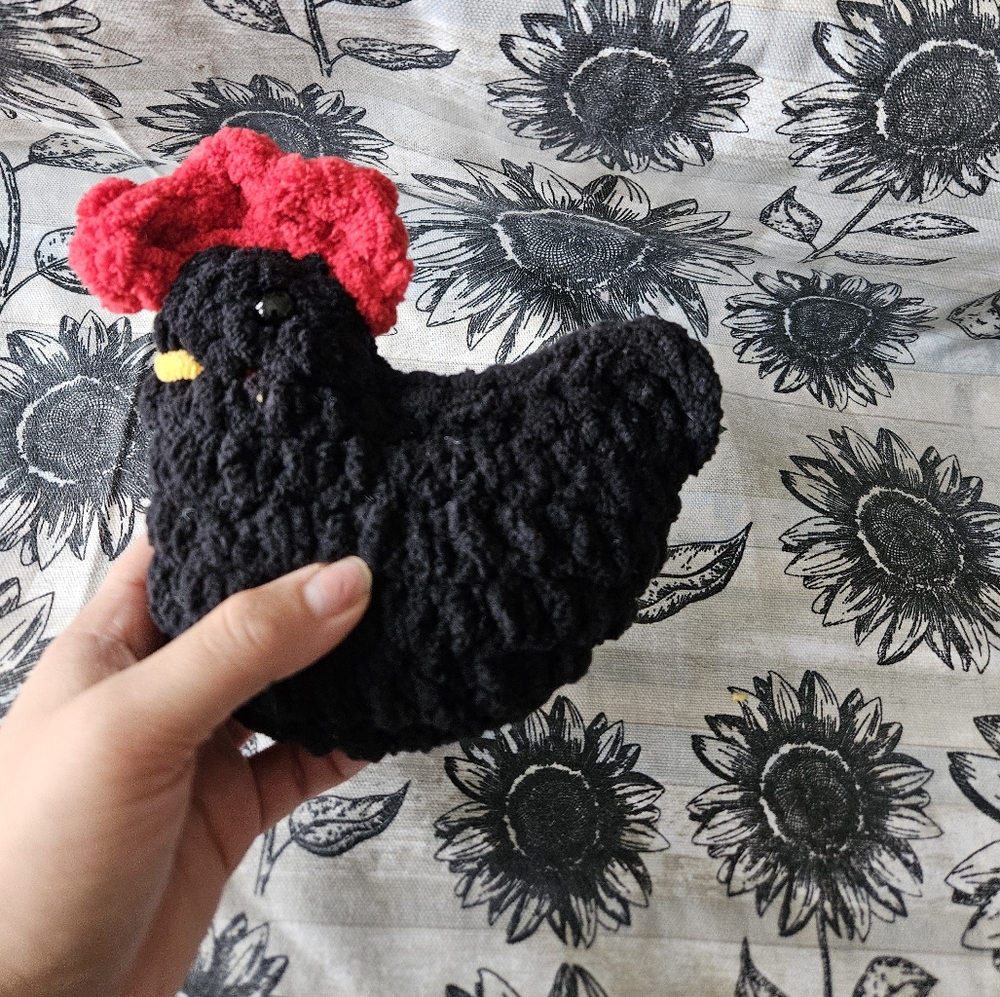 Crochet Black Rooster Chicken Amigurumi Plushie - Picture 3 of 9